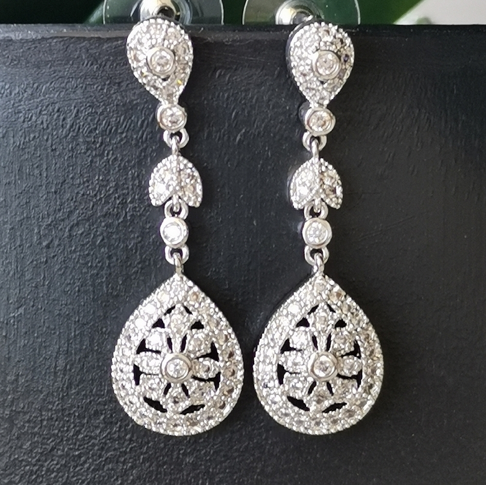 Napier crystal dangle earrings Edwardian revival NEW